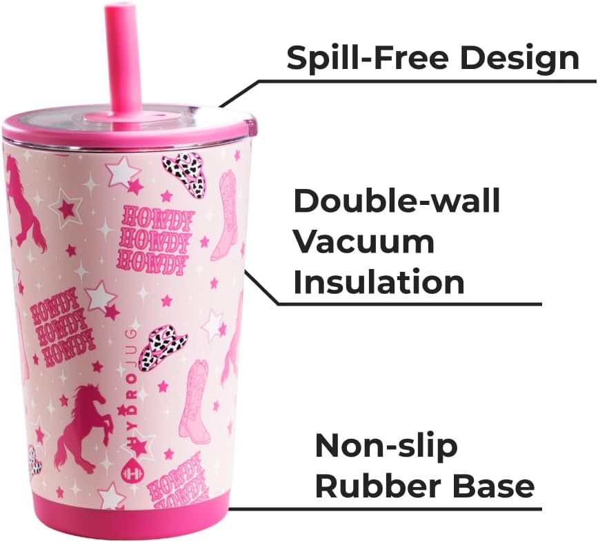 HydroJug Everyday Tumbler 20 oz – Ceramic-Lined Insulated Tumbler with Straw and Soft-Touch Lid, Cup Holder Friendly, Double-Wall Vacuum Insulation, Reusable Travel Cup – Rodeo