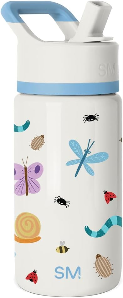 Simple Modern Kids Water Bottle with Straw Lid | 14oz Insulated Stainless Steel Kids Tumbler & Spill Proof Toddler Cup for School, Girls, Boys | Summit | Chloe Floral - Colors B