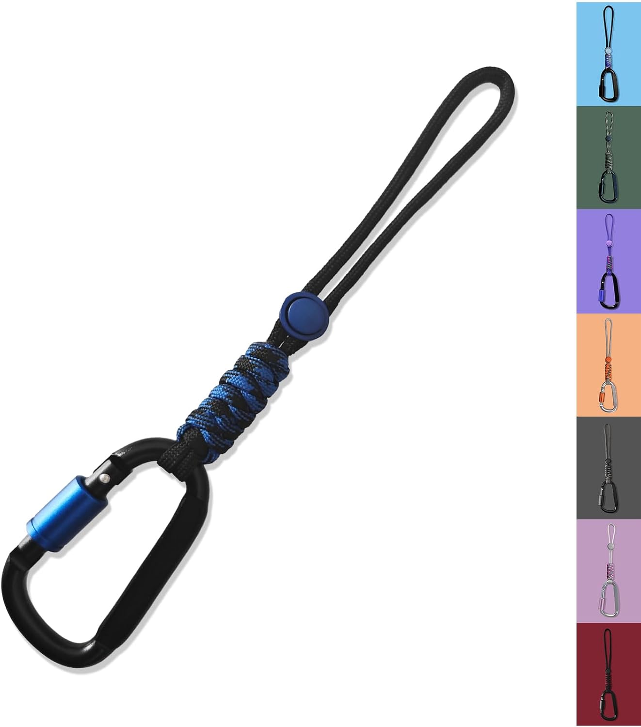 Paracord Keychain/Carabiner Clip - Jaymokes D Ring Metal Hook for Water Bottle, Key, Backpacks and More