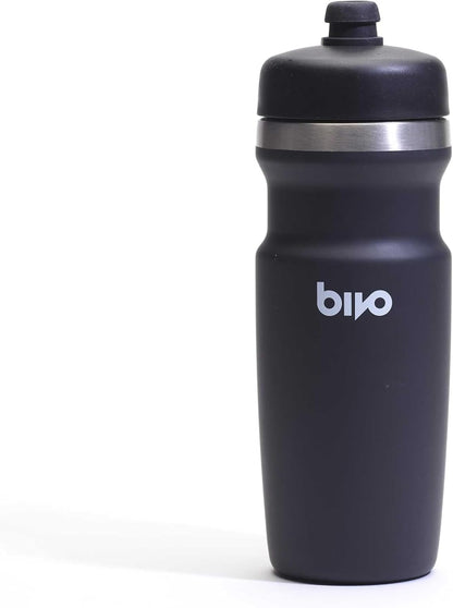 bivo Trio Mini 17oz Insulated Stainless Steel Bike Water Bottle - for Cycling - Compact, Fits Most Cages, Dishwasher Safe, High Flow Sports Nozzle - Keeps Drinks Cold 12+ Hours - (Raw)