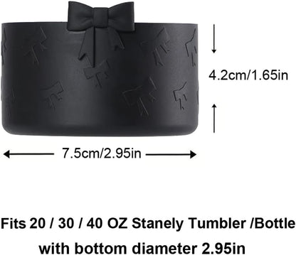 1Pcs Black Bow Protective Cup Boot for 20 30 40oz Stanley Bumper, Silicone Tumbler Bottom Sleeve Cover Accessories for Women