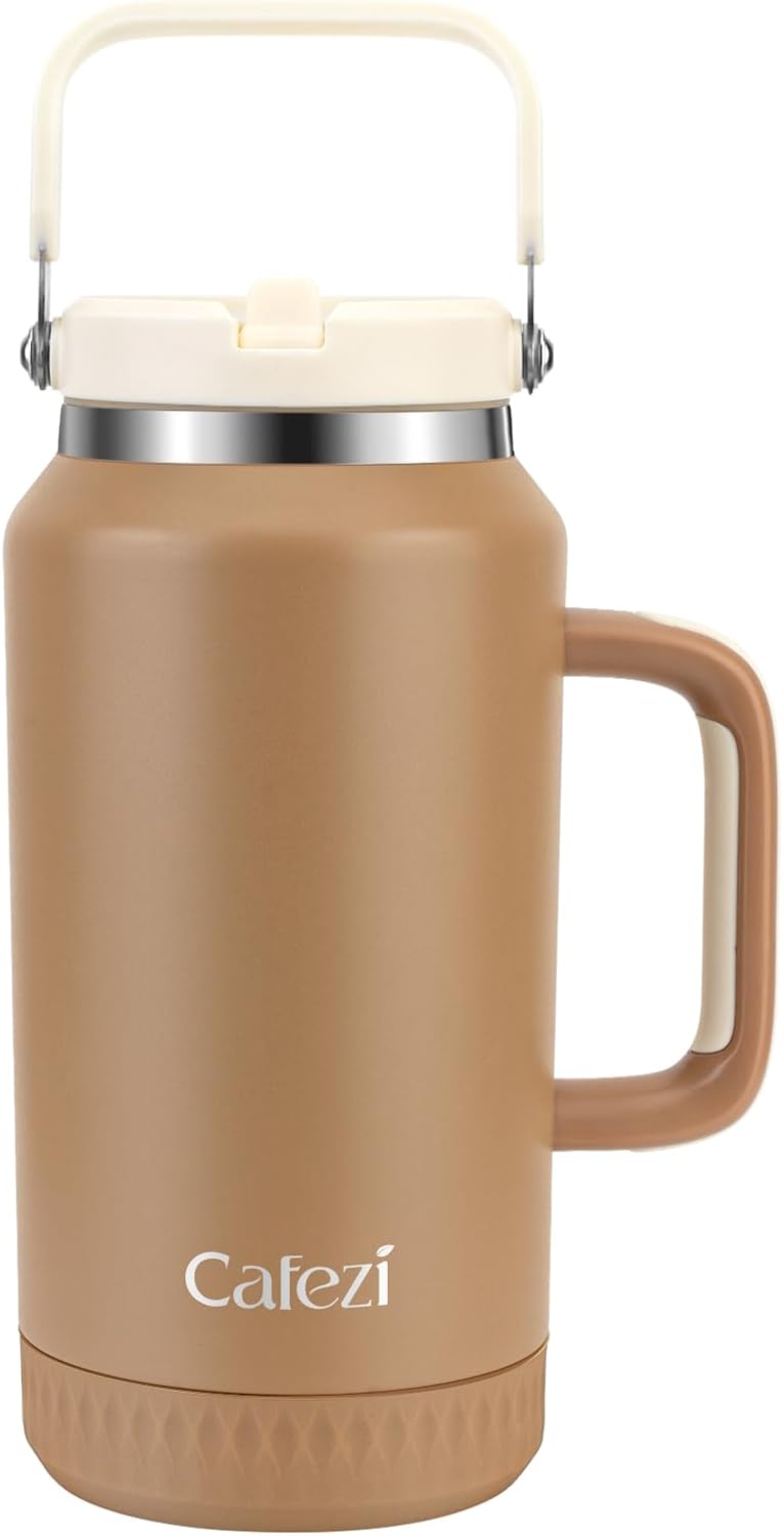 40 oz Insulated Tumbler with Top Handle and Flip Straw, Vacuum Insulated Stainless Steel Cup with Leak-Proof Lid, Sweat-Free, Fits Cup Holder, Keeps Ice Cold up to 30 Hours