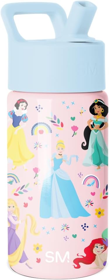 Simple Modern Disney Minnie Mouse Kids Water Bottle with Straw Lid | 14oz Insulated Stainless Steel Kids Tumbler & Spill Proof Toddler Cup for School, Girls, Boys | Summit | Minnie Mouse Fun - Colors B