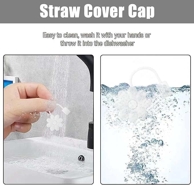 Flower Straw Covers Toppers for Stanley Cups 30&40 Oz Tumbler with Handle Accessories 4PCS Silicone Straw Caps Reusable Straws Tips Protectors for Stanley Cup 10mm 0.4in Straws,Off White
