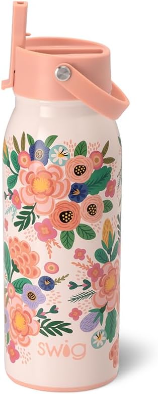 Swig Life 36oz Insulated Water Bottle, Travel Water Bottle with Straw and Lid, Cup Holder Friendly, Stainless Steel (Pickleball)