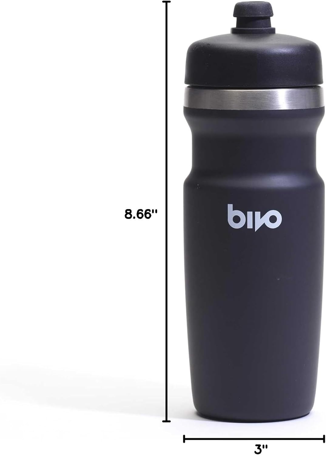 bivo Trio Mini 17oz Insulated Stainless Steel Bike Water Bottle - for Cycling - Compact, Fits Most Cages, Dishwasher Safe, High Flow Sports Nozzle - Keeps Drinks Cold 12+ Hours - (Raw)