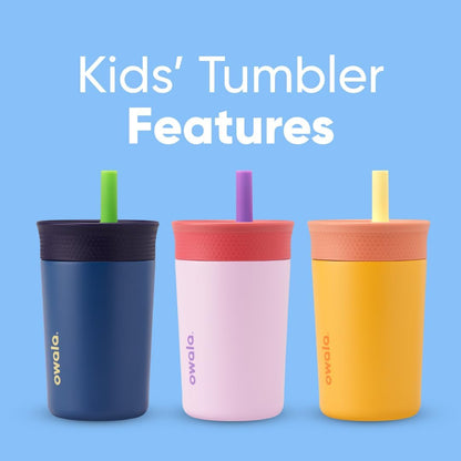 Owala Kids BPA-Free Plastic Tumbler with Spill Resistant Flexible Straw, Easy to Clean, Kids Water Bottle, Great for Travel, Dishwasher Safe, 15 Oz, Skate Park