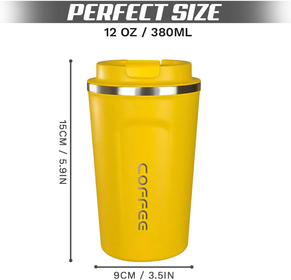 SPLMIFA Travel Coffee Mug Leak-Proof, Reusable Coffee Cups with Lids, Stainless Steel Vacuum Insulated Coffee Tumblers, Thermal Insulation Cup for Men and Women Hot & Cold Drinks(2nd-Green Pink, 12OZ)