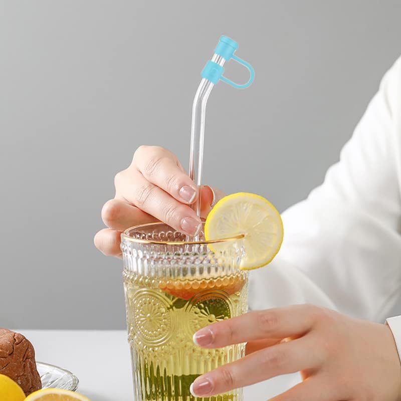 (12 Packs) Suit for 6-7mm Straw Cover Silicone Caps Simple 7MM Colorful Straw Plug Topper Dust Proof Tips