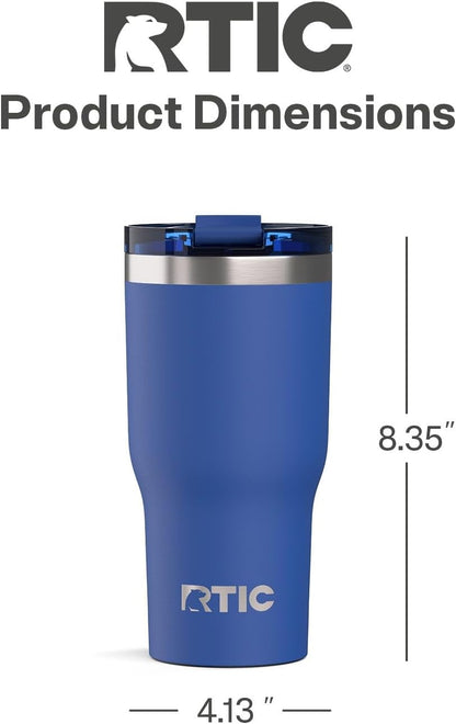 RTIC 20oz Essential Tumbler with Lid, Ceramic Lined, Insulated, Stainless Steel, Metal, Double Wall Vacuum-Insulation, Travel Cup for Iced Coffee, Tea, Hot and Cold Drink, Graphite