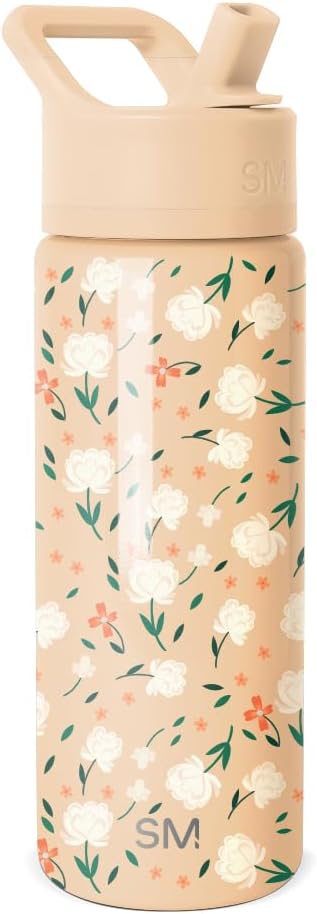 Simple Modern Kids Water Bottle with Straw Lid | 14oz Insulated Stainless Steel Kids Tumbler & Spill Proof Toddler Cup for School, Girls, Boys | Summit | Chloe Floral - Colors A