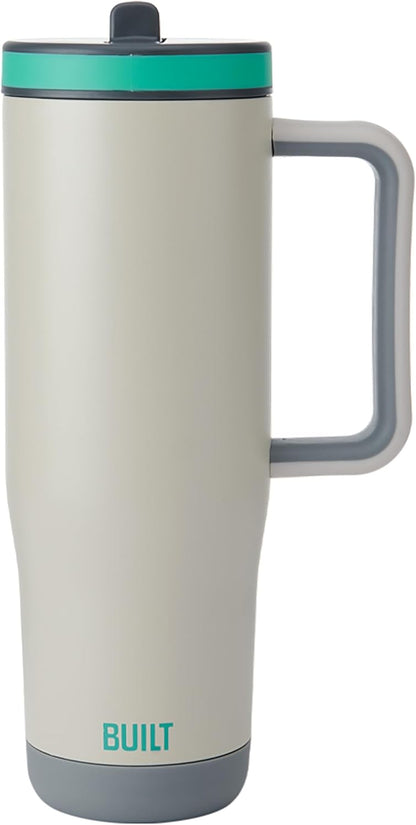 Built 40 oz Cascade Flip Straw Tumbler, Double Wall Insulated Bottle, Gym & Sport Bottles - Stainless Steel & Straw Lid, Leak-Proof, Soft Bumper Base, Portable BPA-Free (Lavender)