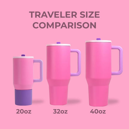 HydroJug Traveler - 40 oz Water Bottle with Handle & Flip Straw - Fits in Cup Holder, Leak Resistant Tumbler-Reusable Insulated Stainless Steel & Rubber Base - Gifts for Women & Men, Light Blue