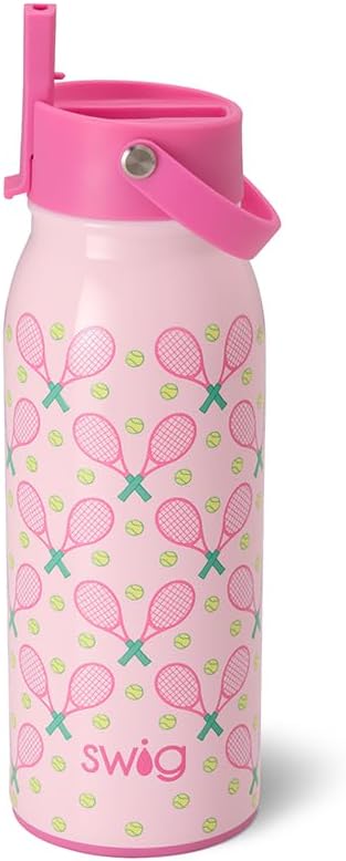 Swig Life 36oz Insulated Water Bottle, Travel Water Bottle with Straw and Lid, Cup Holder Friendly, Stainless Steel (Pickleball)