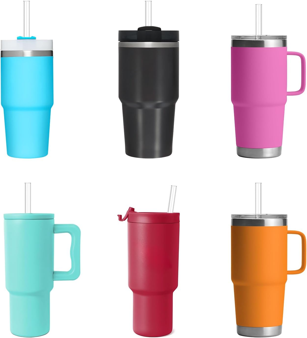 Replacement Straw Compatible with Stanley 40 oz 30 oz Cup Tumbler, 6 Pack Reusable Straw with Cleaning Brush, Plastic, Clear