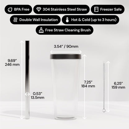 Dodoko Reusable Boba Cup and Straw Boba Tea Cup Bubble Tea Cup Reusable Iced Coffee Cup Cold Coffee Cup Smoothie Cup with Lid and Straw Smoothie Cup to go Smoothie Tumbler 17 oz - Sage Green