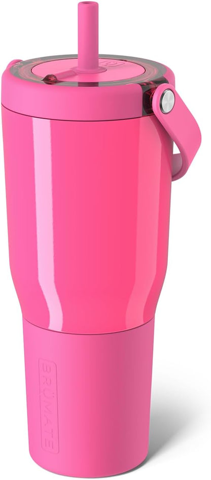 BrüMate Resa 35oz 100% Leakproof Tumbler w/Handle & Straw | Flexible SoftSip Straw | Silicone Sleeve for Durability | Stainless Steel | Cup Holder & Travel Friendly Water Bottle (Java)