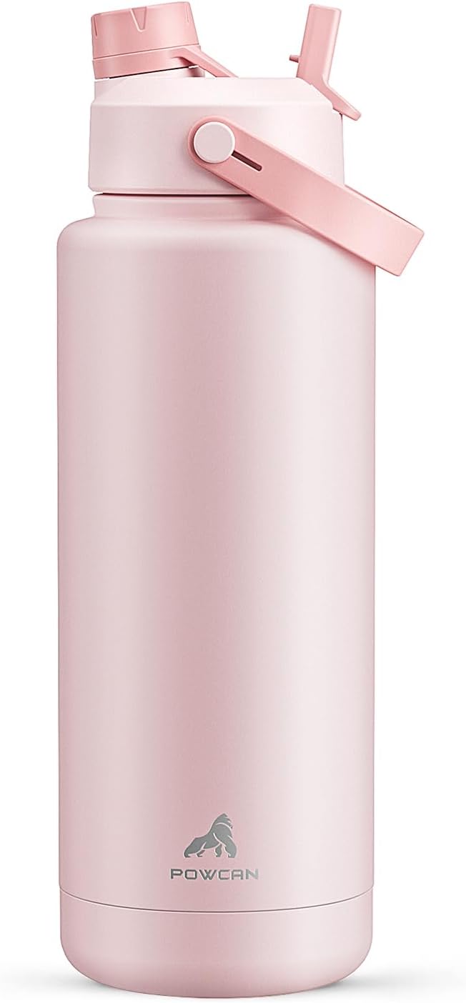 POWCAN 26 oz Insulated Water Bottle with 2-in-1 Straw and Spout Lid, Keep Cold 24H, Leak-Proof, Fits in Car Cup Holder, Stainless Steel Water Bottle for Sports, Travel, and School (Mint)