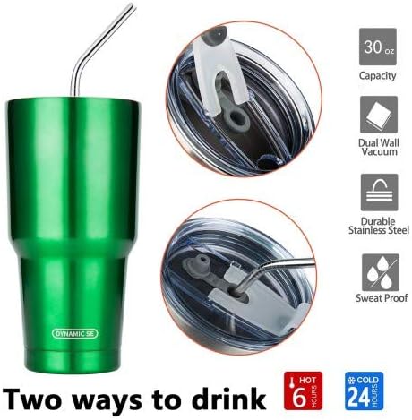 D·S 30oz Blue Tumbler Stainless Steel Double Wall Vacuum Insulated Mug with Straw and Lid, Cleaning Brush for Cold and Hot Beverages