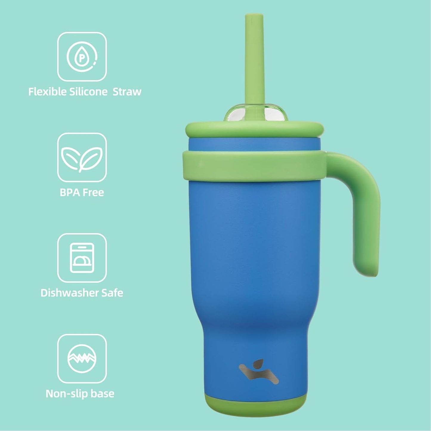 Konokyo 30 oz Tumbler with Side Handle, Insulated Water Bottle with Straw and 2 in 1 Lid, Stainless Steel Cup Travel Coffee Mug for Sports Office Gym,Purple