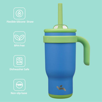 Konokyo 30 oz Tumbler with Side Handle, Insulated Water Bottle with Straw and 2 in 1 Lid, Stainless Steel Cup Travel Coffee Mug for Sports Office Gym,Purple