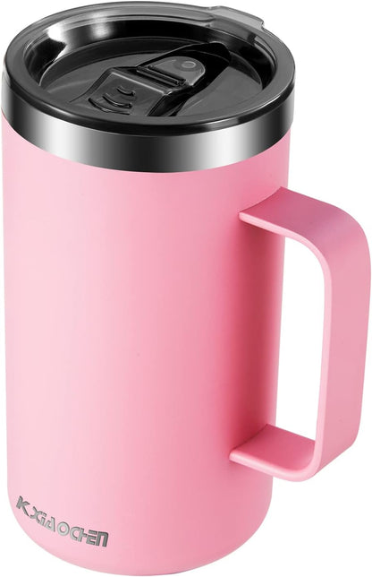 KXIAOCHEN 20oz Insulated Coffee Mug with Lid, Stainless Steel Coffee Cup, Double Wall Vacuum Coffee Tumbler with Handle, Premium Thermal Travel Coffee Mug (Navy Blue)