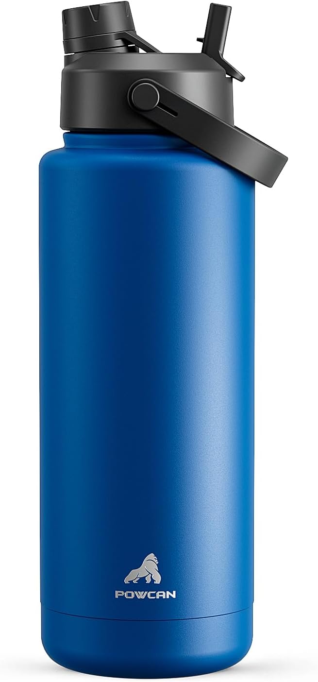 POWCAN 26 oz Insulated Water Bottle with 2-in-1 Straw and Spout Lid, Keep Cold 24H, Leak-Proof, Fits in Car Cup Holder, Stainless Steel Water Bottle for Sports, Travel, and School (Mint)