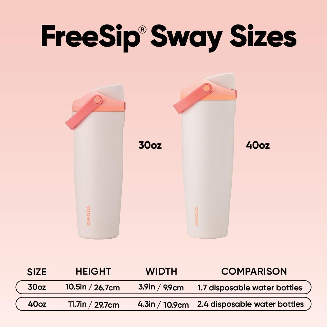 Owala FreeSip Sway Insulated Stainless Steel Water Bottle with Two-Way Spout, Built-In Straw and Bucket Handle, Made for Travel, School, and Sports, 30oz, BPA Free, Leak Proof, Daybreak
