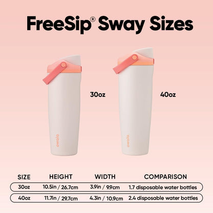 Owala FreeSip Sway Insulated Stainless Steel Water Bottle with Two-Way Spout, Built-In Straw and Bucket Handle, Made for Travel, School, and Sports, 30oz, BPA Free, Leak Proof, Daybreak