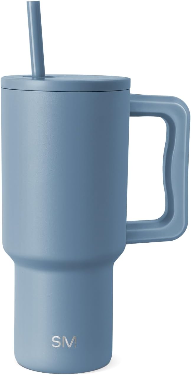 Simple Modern 40 oz Trek Tumbler with Handle and Straw Lid | Cup Holder Friendly Insulated Stainless Steel Travel Mug | Sea Glass Sage - Colors A