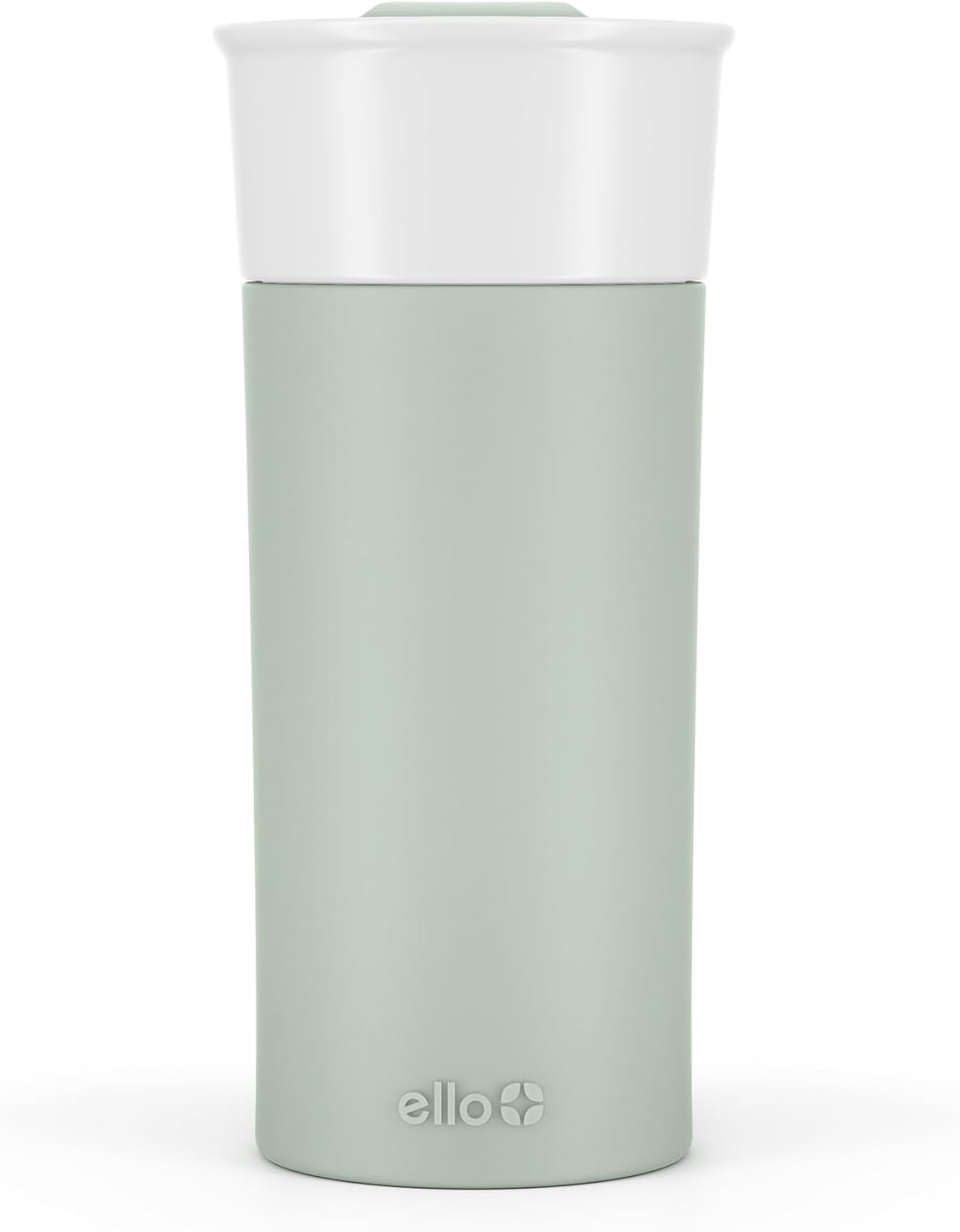 Ello Ogden Ceramic Travel Mug with Splash-Resistant Slider Lid and Protective Silicone Boot, Perfect for Coffee or Tea, BPA Free, Dishwasher Safe, Gray, 16 oz, 758-0438-040