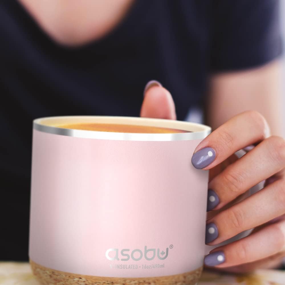 asobu Ultimate Ceramic Travel Mug, 12oz Insulated Stainless Steel Coffee Cup with Handle & Splash-Resistant Lid, Ceramic Lined for Pure Taste, BPA-Free, Double-Wall Vacuum for Hot Drinks