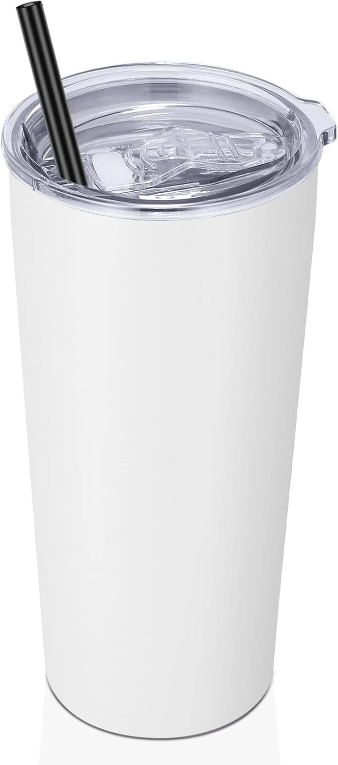 VEGOND 20oz Tumbler Bulk with Lid and Straw 1 Pack, Stainless Steel Vacuum Insulated Tumbler, Double Wall Coffee Cup Travel Mug, River Green