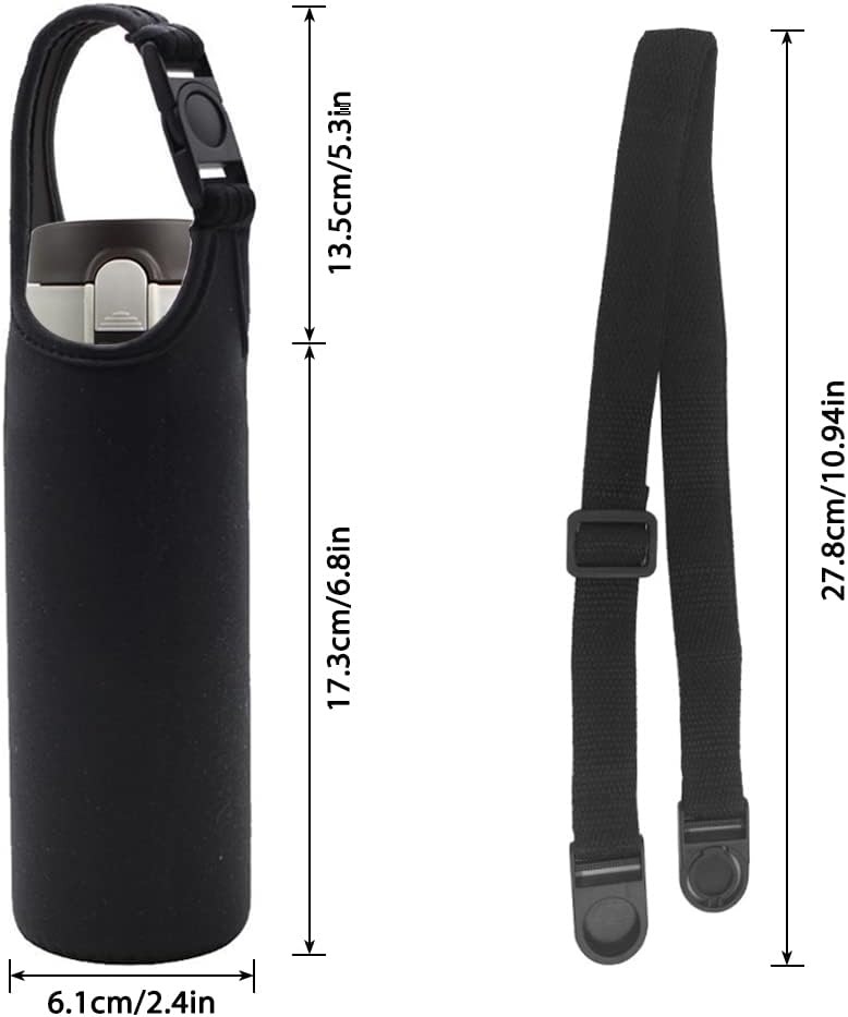 DanziX 4 Pack Water Bottle Carrier, Neoprene Sleeve Water Bottles Cup Carrier with 4 Shoulder Strap,Fit for All 16oz-20oz Sport Water Bottle-Black