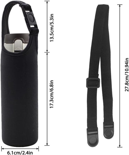 DanziX 4 Pack Water Bottle Carrier, Neoprene Sleeve Water Bottles Cup Carrier with 4 Shoulder Strap,Fit for All 16oz-20oz Sport Water Bottle-Black