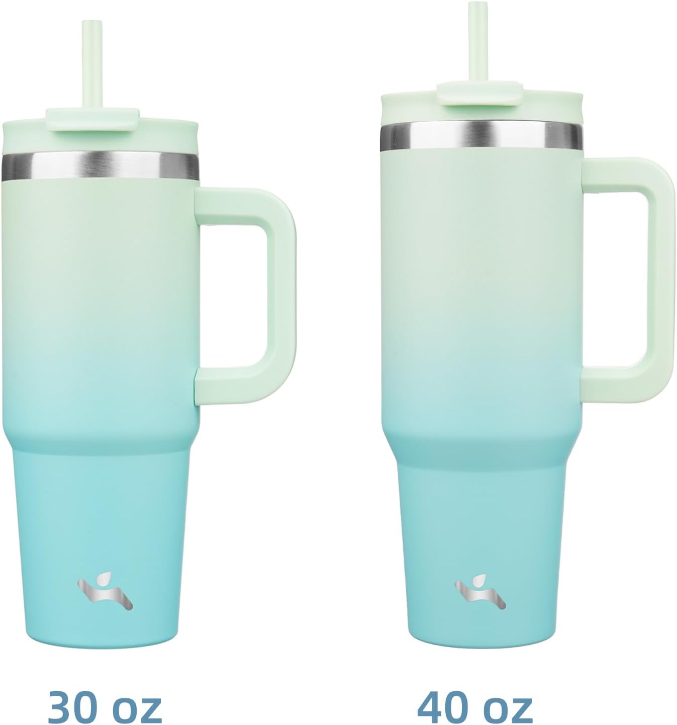Konokyo 30 oz Tumbler with Handle and 2 Straws,2 in 1 Lid Insulated Water Bottle Stainless Steel Travel Coffee Mug,Sky