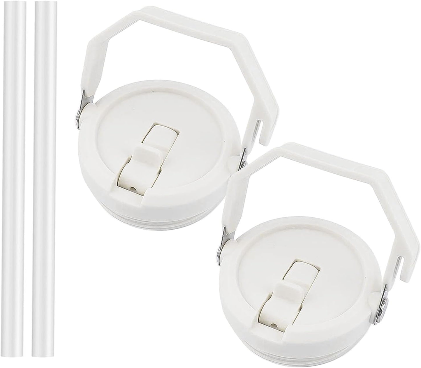 2 Pack 40 oz Tumbler Flip Straw Lid Replacement Fit for 40 oz Stanley Quencher, Leak Proof,Handle On Top,Reusable Tumbler Cover Compatible with 40oz Stanley Quencher (Cream White)