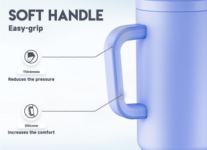 Meoky 40 oz Tumbler with Handle and Straw: Stainless Steel Insulated Tumbler with Lid and Straw - 100% Leak Proof Tumbler for Car Cup Holders - Travelers Commuters Workers, Donut