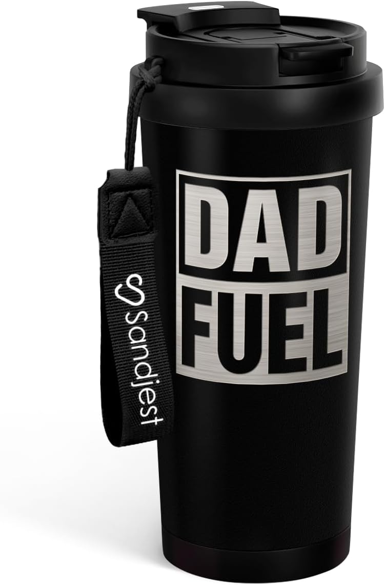 SANDJEST American Flag Tumbler - Stainless Steel 2-in-1 Lid Coffee Tumbler 18 oz, Patriotic Insulated Travel Mug Gift for Men Husband Dad, Birthday Christmas