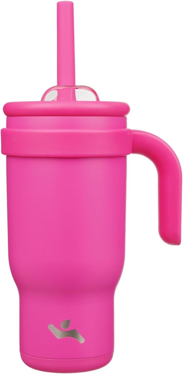 Konokyo 30 oz Tumbler with Side Handle, Insulated Water Bottle with Straw and 2 in 1 Lid, Stainless Steel Cup Travel Coffee Mug for Sports Office Gym,Purple