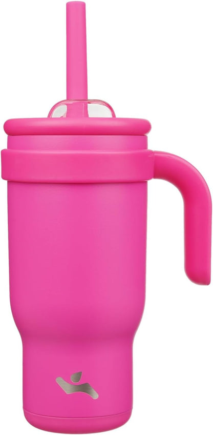 Konokyo 30 oz Tumbler with Side Handle, Insulated Water Bottle with Straw and 2 in 1 Lid, Stainless Steel Cup Travel Coffee Mug for Sports Office Gym,Purple