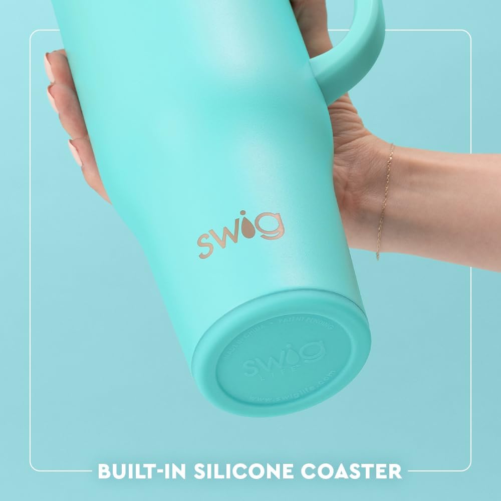 Swig Life 40oz Mega Mug, 40 oz Tumbler with Handle and Straw, Cup Holder Friendly, Dishwasher Safe, Extra Large Insulated Tumbler, Stainless Steel (Pickleball)