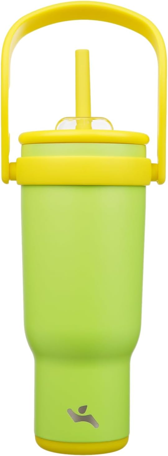 Konokyo 30 oz Tumbler with Side Handle, Insulated Water Bottle with Straw and 2 in 1 Lid, Stainless Steel Cup Travel Coffee Mug for Sports Office Gym,Purple
