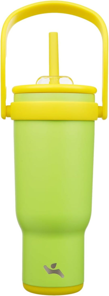 Konokyo 30 oz Tumbler with Side Handle, Insulated Water Bottle with Straw and 2 in 1 Lid, Stainless Steel Cup Travel Coffee Mug for Sports Office Gym,Purple