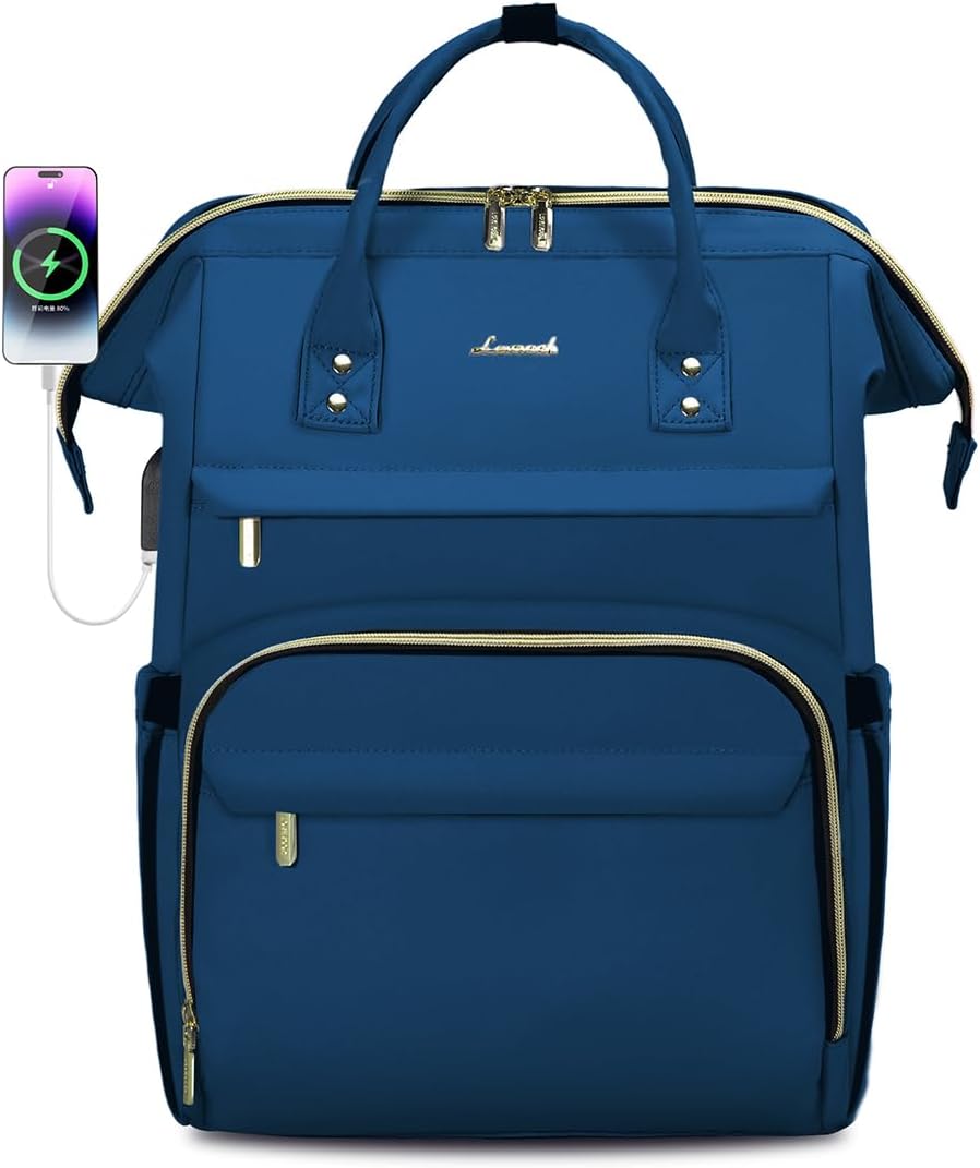 LOVEVOOK Laptop Backpack for Women with Giant Tumbler Holder Pocket,15.6 inch Waterproof Travel Backpack Purse Computer Laptop Bag,Professional Work College Nurse Teacher Backpack Casual Daypack,Black
