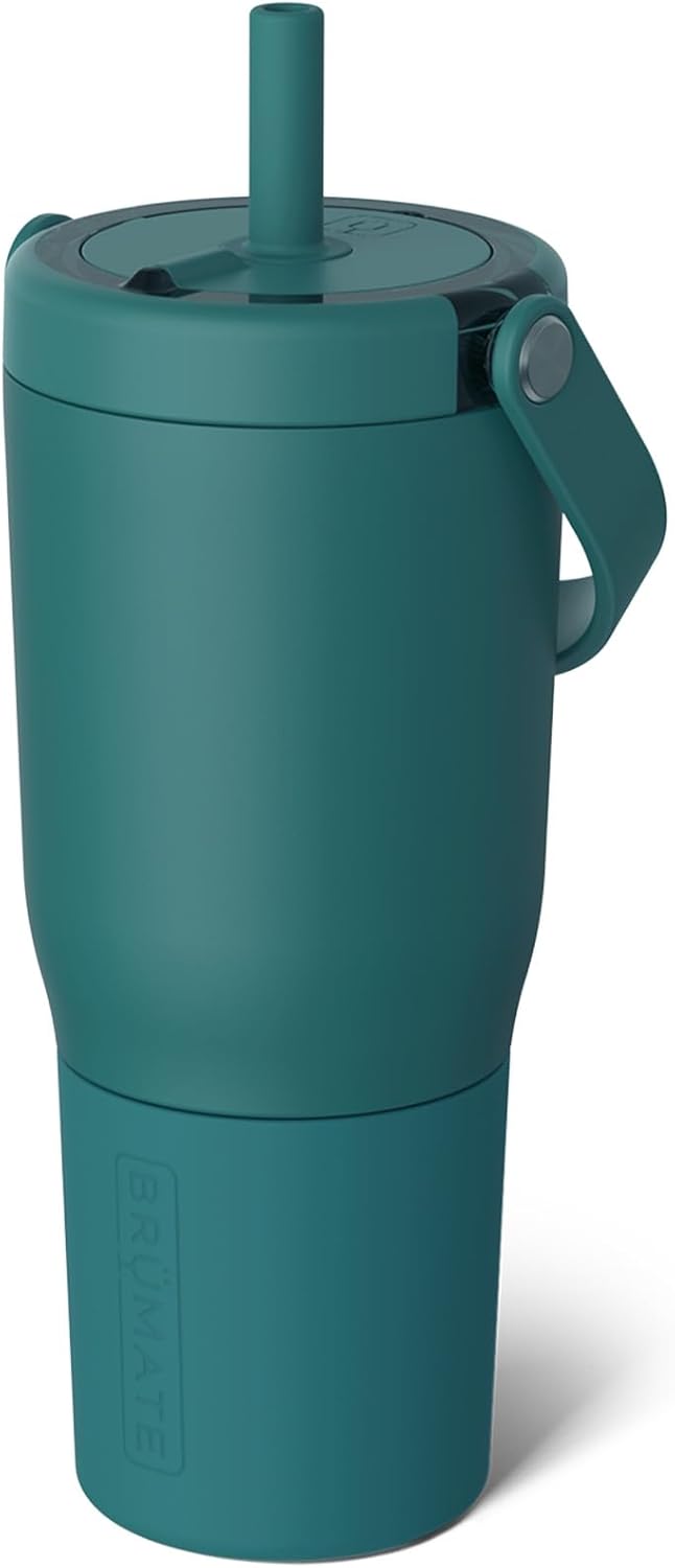 BrüMate Resa 35oz 100% Leakproof Tumbler w/Handle & Straw | Flexible SoftSip Straw | Silicone Sleeve for Durability | Stainless Steel | Cup Holder & Travel Friendly Water Bottle (Java)