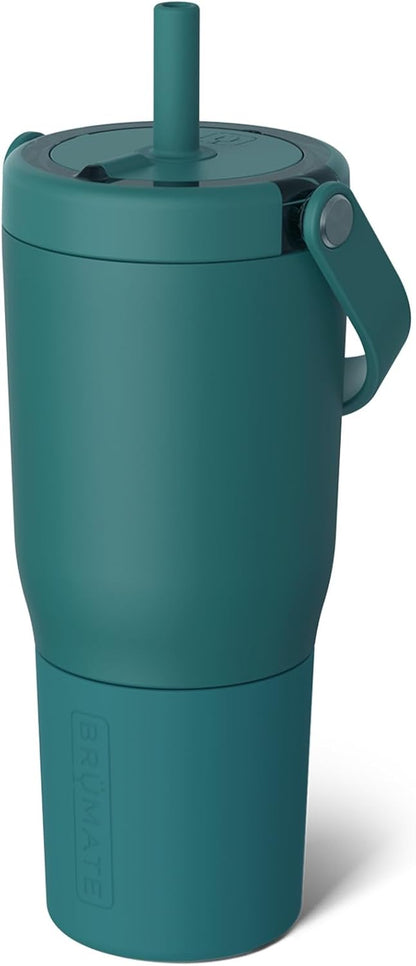 BrüMate Resa 35oz 100% Leakproof Tumbler w/Handle & Straw | Flexible SoftSip Straw | Silicone Sleeve for Durability | Stainless Steel | Cup Holder & Travel Friendly Water Bottle (Java)