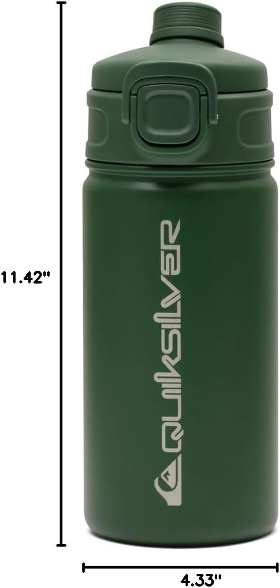 Quiksilver Laguna 32oz Tripple Wall Stainless Steel Water Bottle, Reusuable Sports Bottle with Leak-Proof Straw and Spout Lid, Non-Slip Rubber Base, Carrier Handle, 24H Hot & Cold Insulated Tumbler