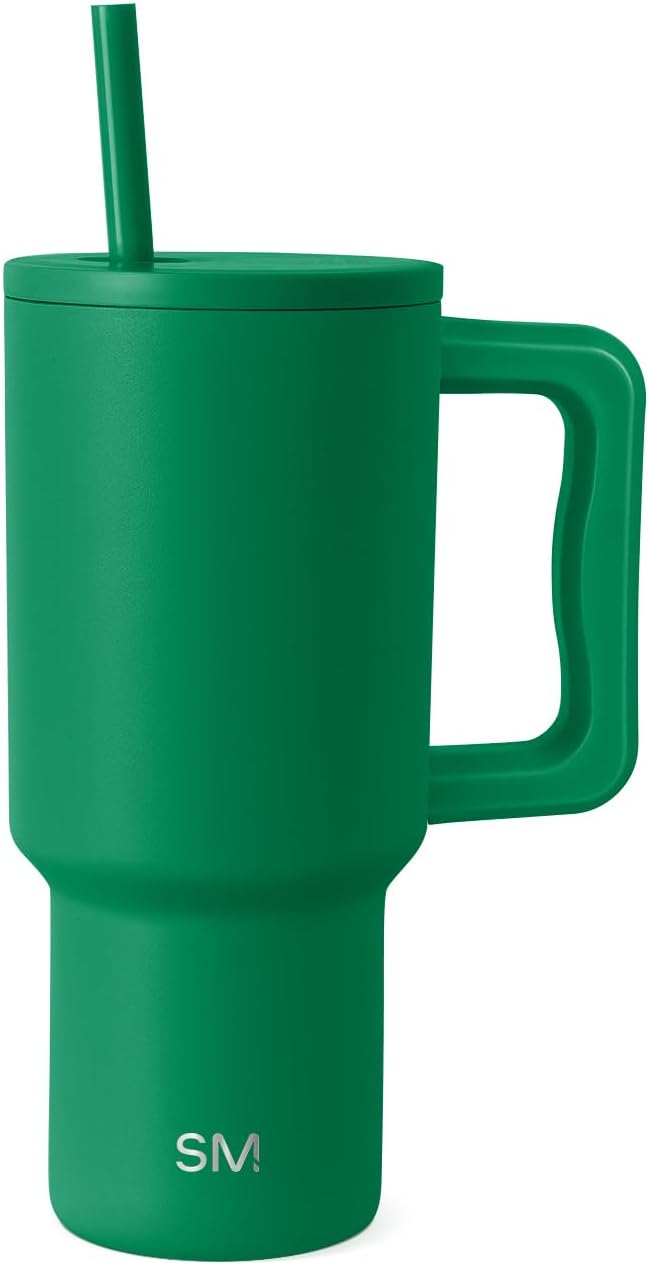 Simple Modern 40 oz Trek Tumbler with Handle and Straw Lid | Cup Holder Friendly Insulated Stainless Steel Travel Mug | Sea Glass Sage - Colors B