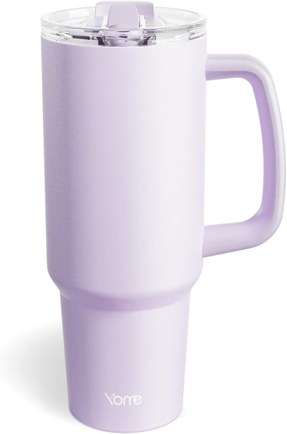 YOME 40oz Nurse Tumbler with Handle and Flip Straw | Stainless Steel Insulated Water Bottle | Keeps Drinks Cold | Dishwasher Safe | Cupholder Friendly | Gift Gym Travel Yoga